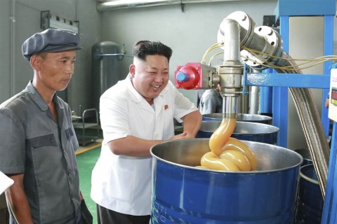 Kim Jong Un watches production