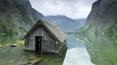 hut on a lake